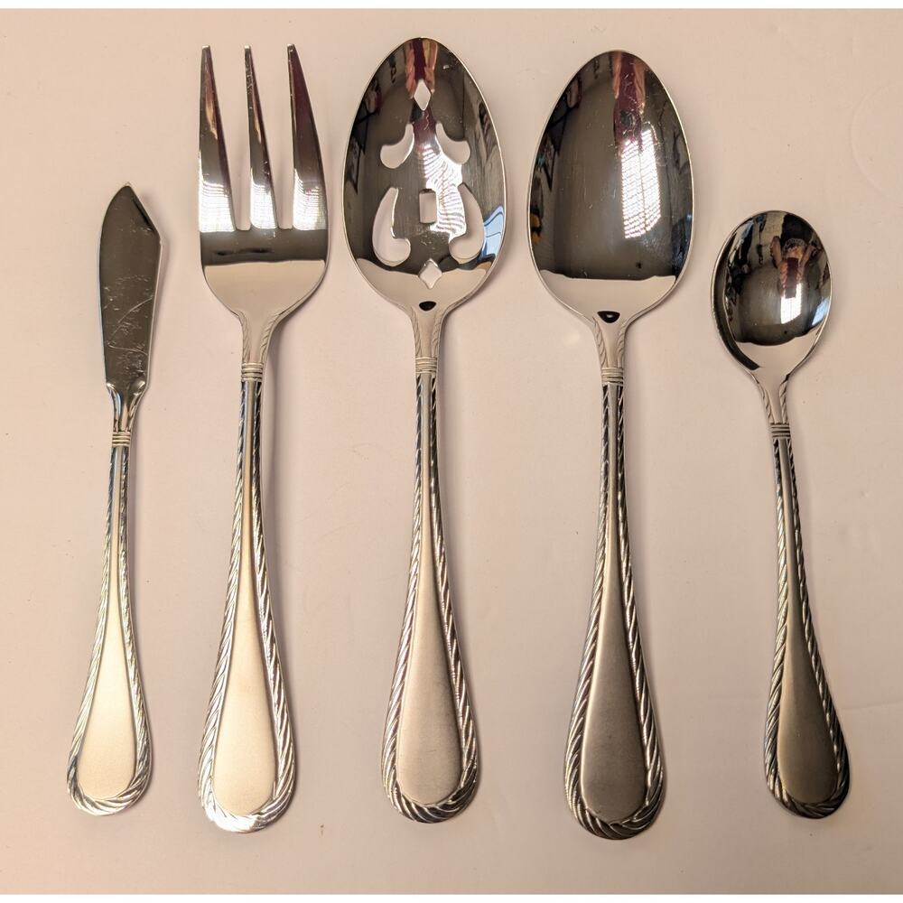 Cambridge Carlyle Mirror Serving Set 5pc 18/8 Stainless China Flatware Replace